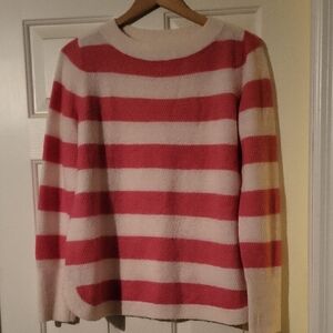LOFT Women's Bold Striped Sweater - Pink and Light Pink Size Large